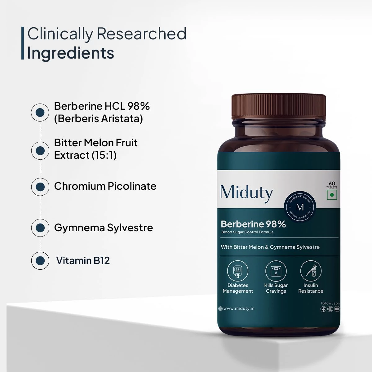 Miduty Berberine Blood Sugar Control Tablet, 240 g-3.webp